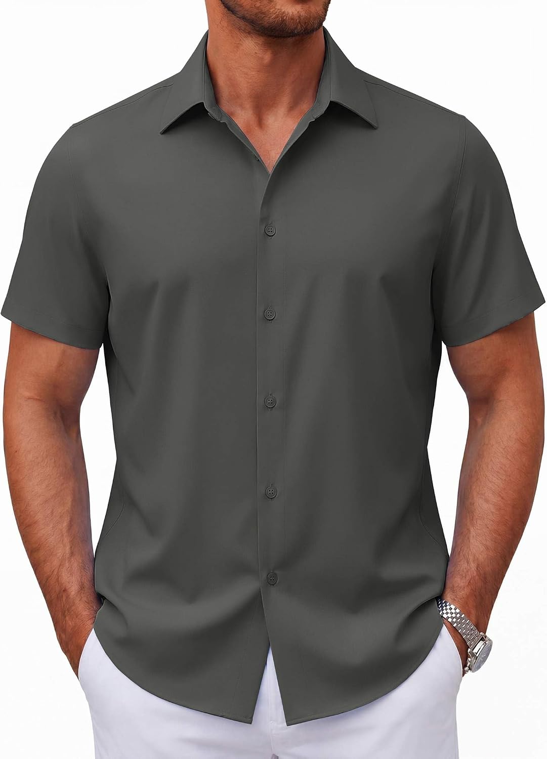 Mens Short Sleeve Button Down Shirts Casual Summer Shirt Untucked Dress Shirts