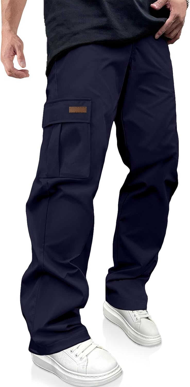 Men's Casual Cargo Pants Drawstring Hiking Workout Tactical Joggers Sweatpants for Men with Pockets