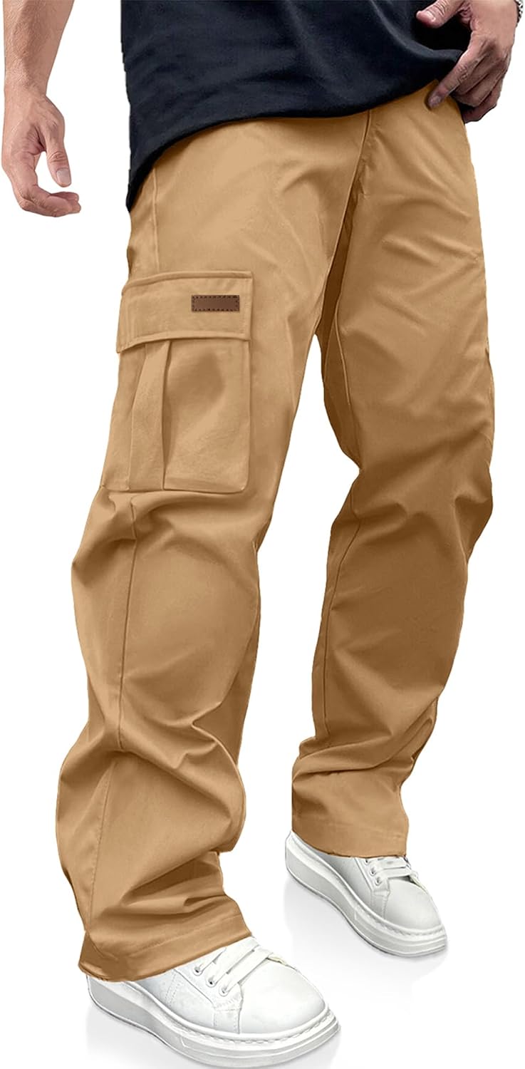Men's Casual Cargo Pants Drawstring Hiking Workout Tactical Joggers Sweatpants for Men with Pockets