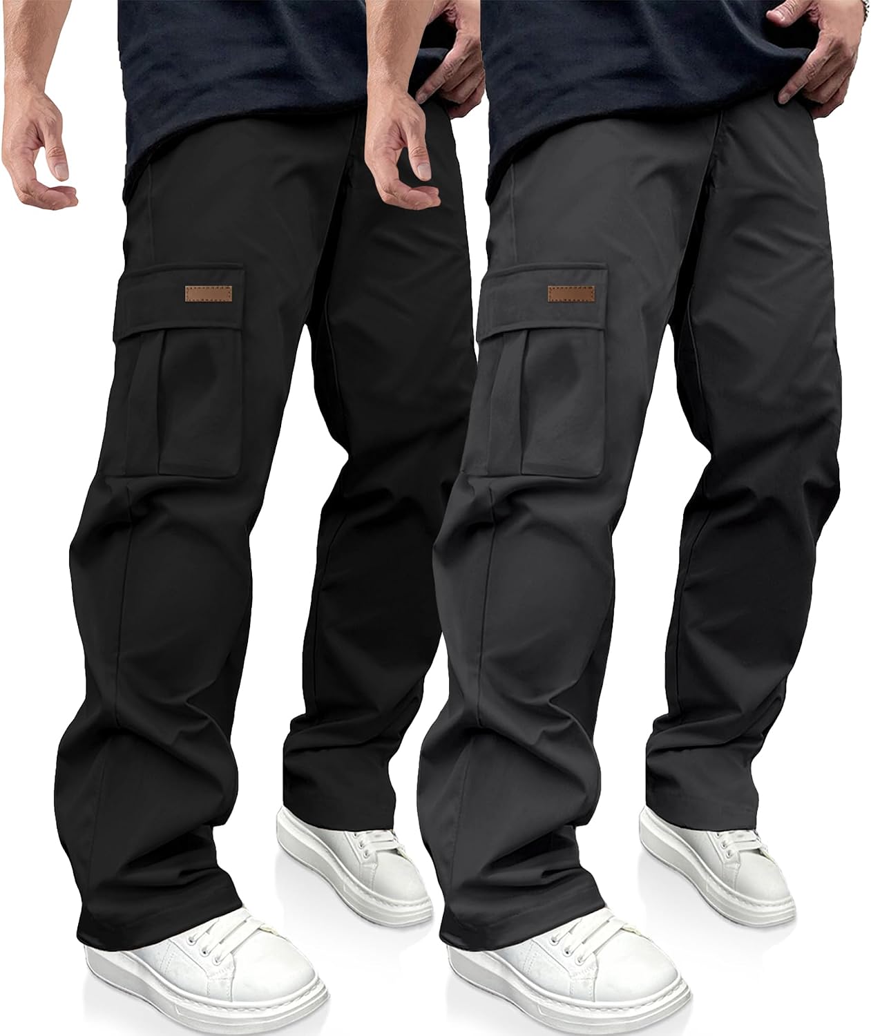 Men's Casual Cargo Pants Drawstring Hiking Workout Tactical Joggers Sweatpants for Men with Pockets