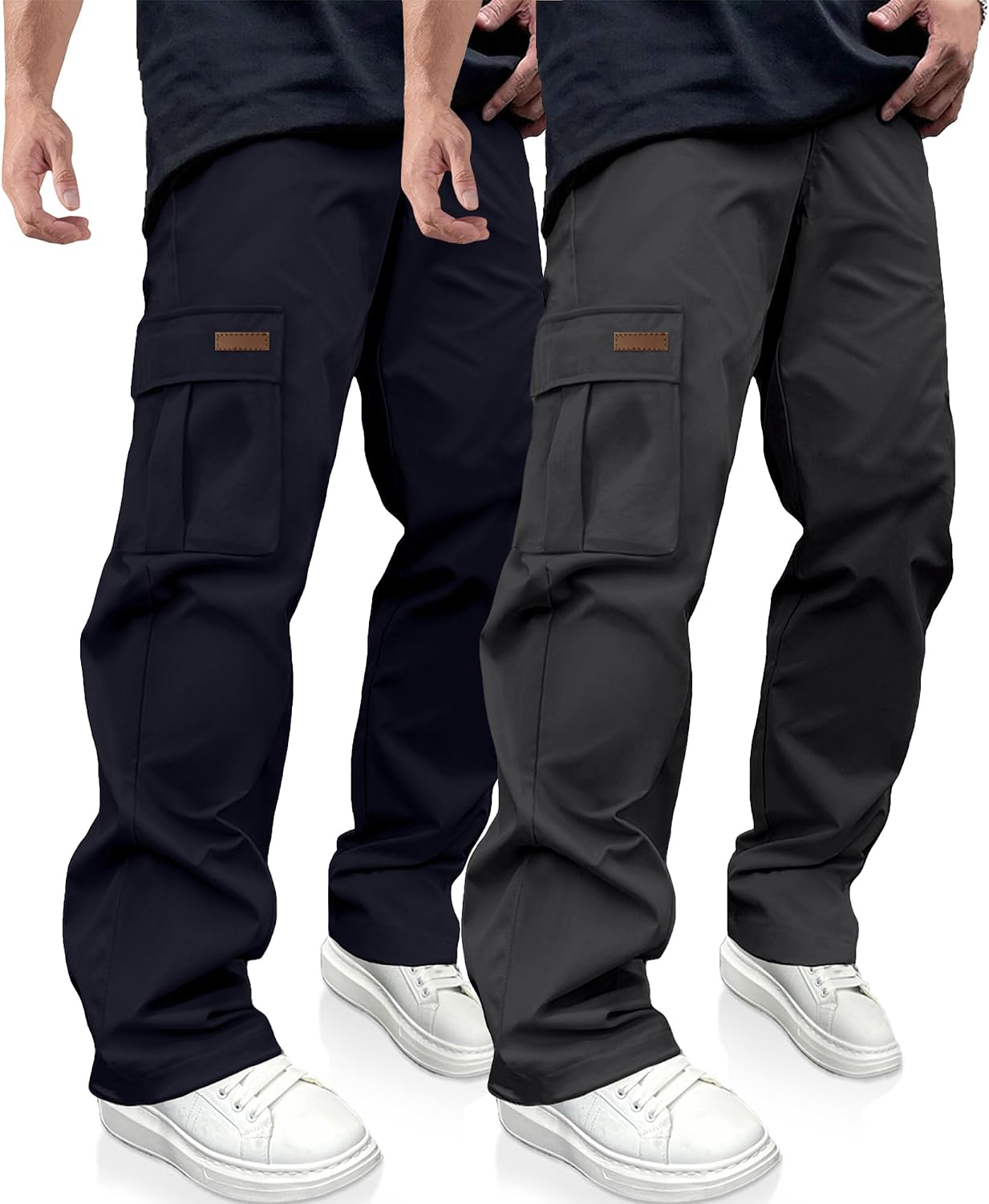 Men's Casual Cargo Pants Drawstring Hiking Workout Tactical Joggers Sweatpants for Men with Pockets