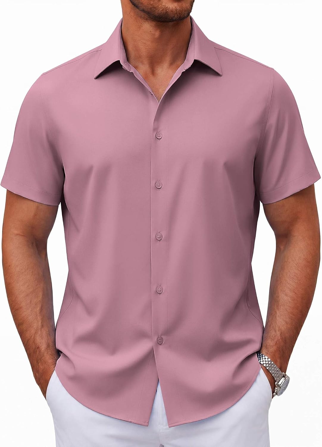 Mens Short Sleeve Button Down Shirts Casual Summer Shirt Untucked Dress Shirts