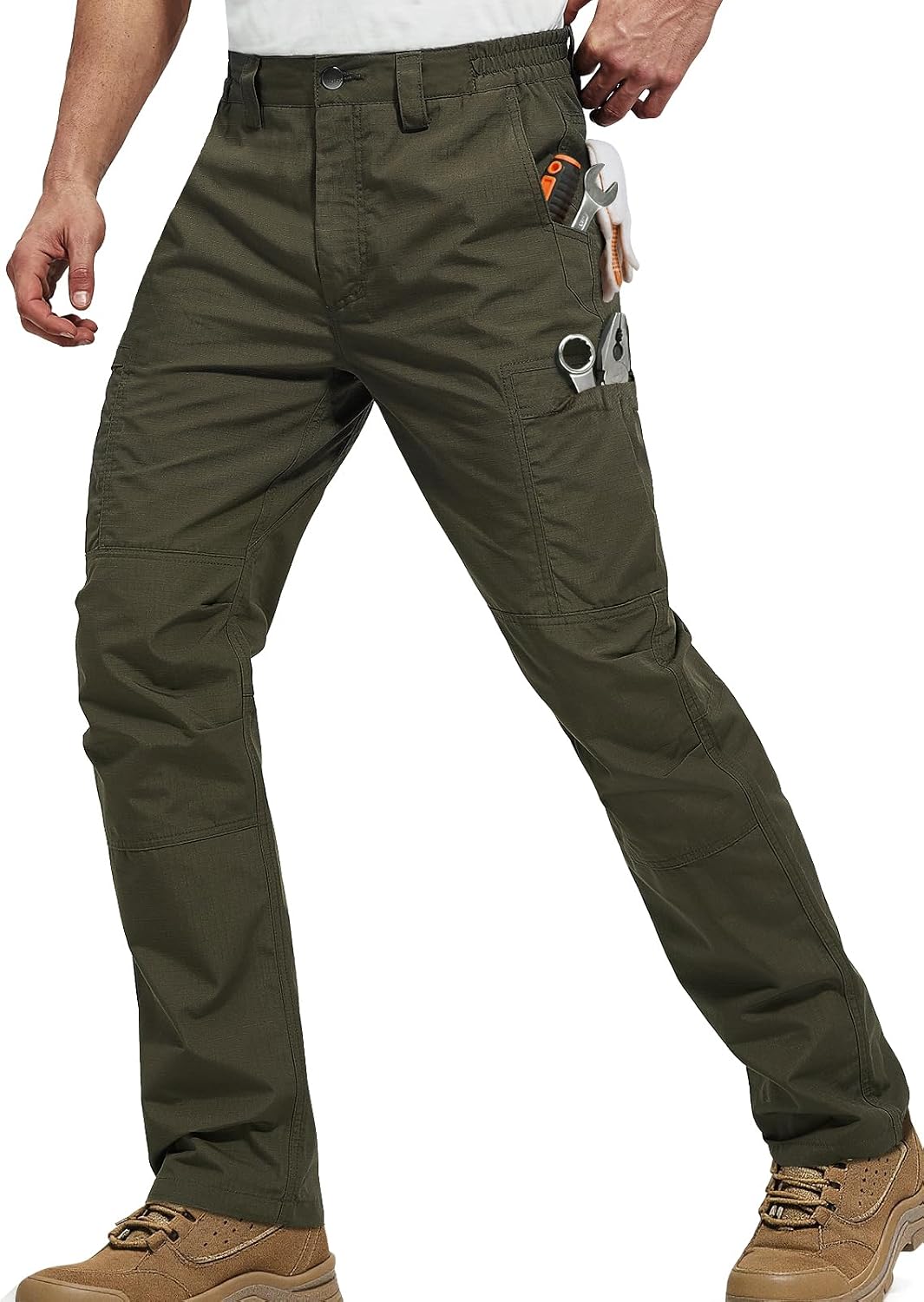 Men's Cargo Pants Water Resistant Ripstop Tactical Pants for Men Work Pants Lightweight Outdoor Hiking Pants Men