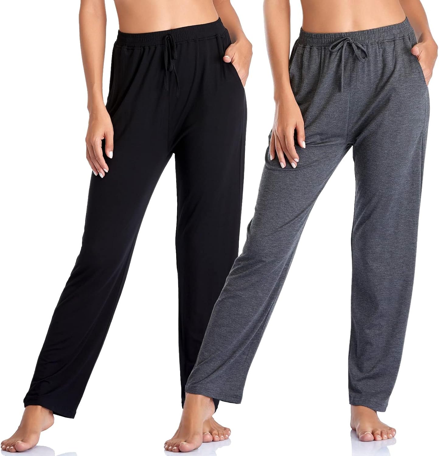 Women's Yoga Pants with Pockets Comfy Stretch Loose Wide Leg Casual Pants Breathable Running Workout Lounge Pants