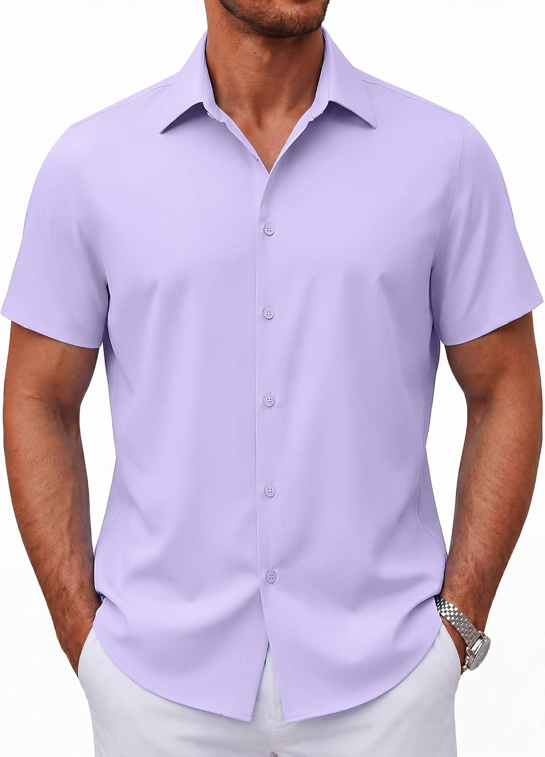 Mens Short Sleeve Button Down Shirts Casual Summer Shirt Untucked Dress Shirts