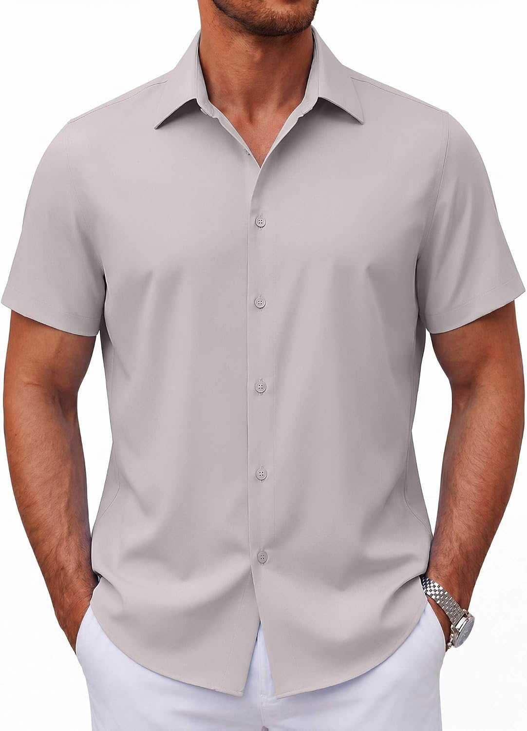 Mens Short Sleeve Button Down Shirts Casual Summer Shirt Untucked Dress Shirts