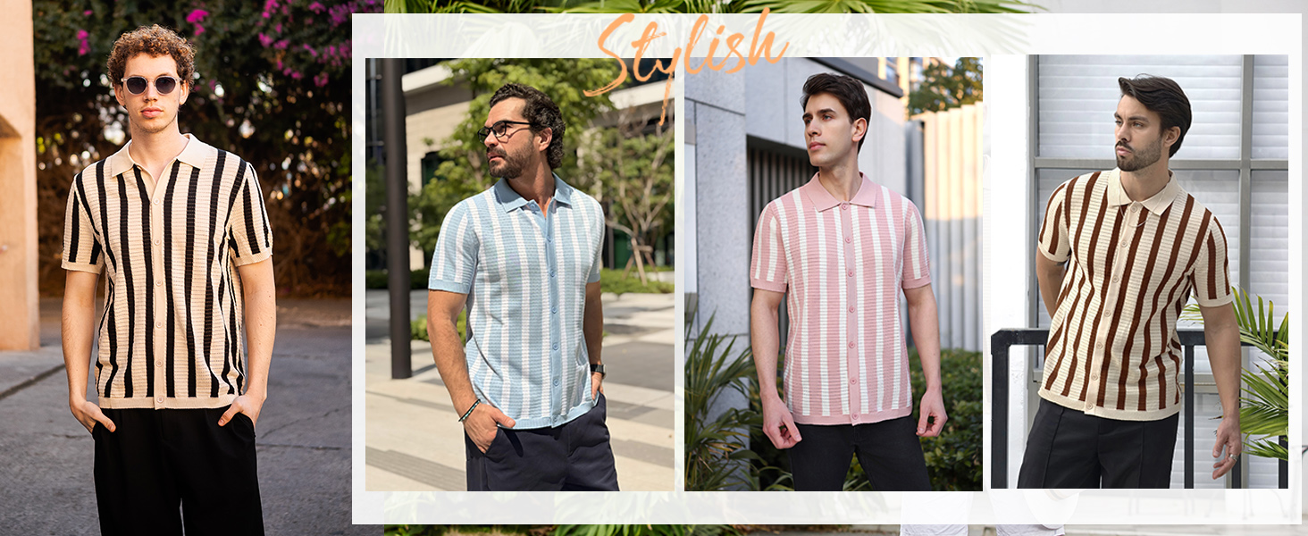 mens knit shirts fashion casual button down shirts vacation beach cruise resort wear