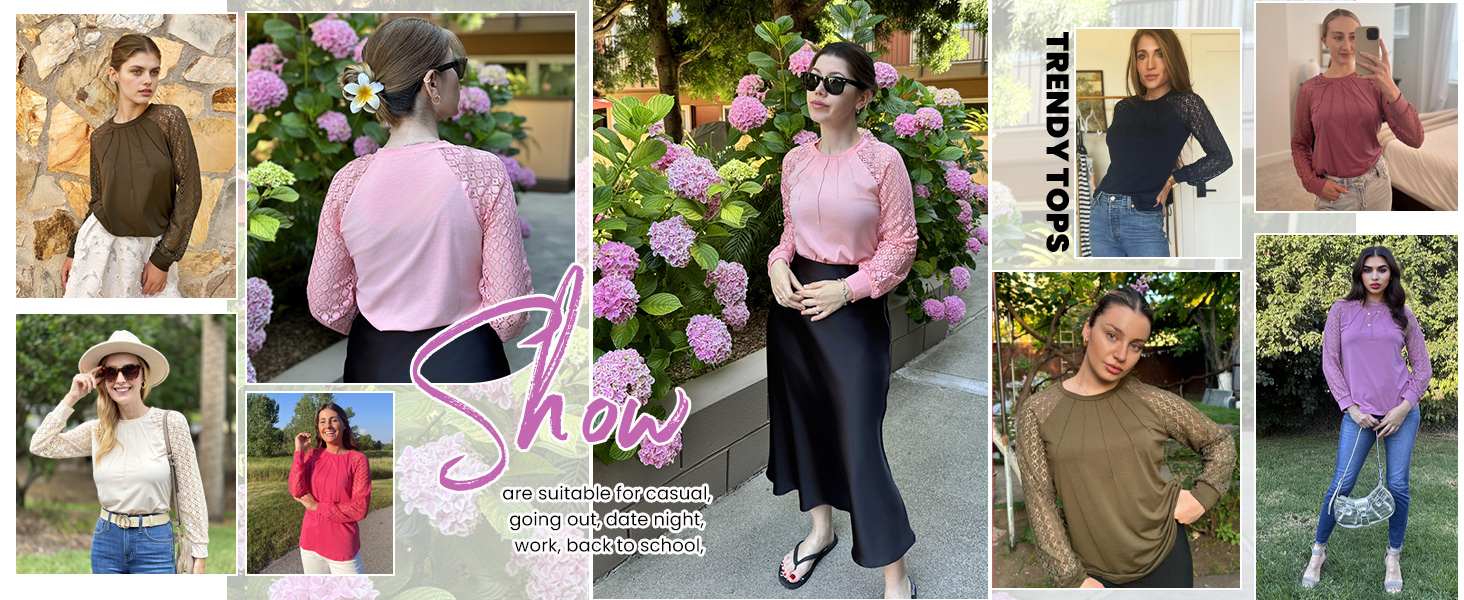 lace long sleeve tops