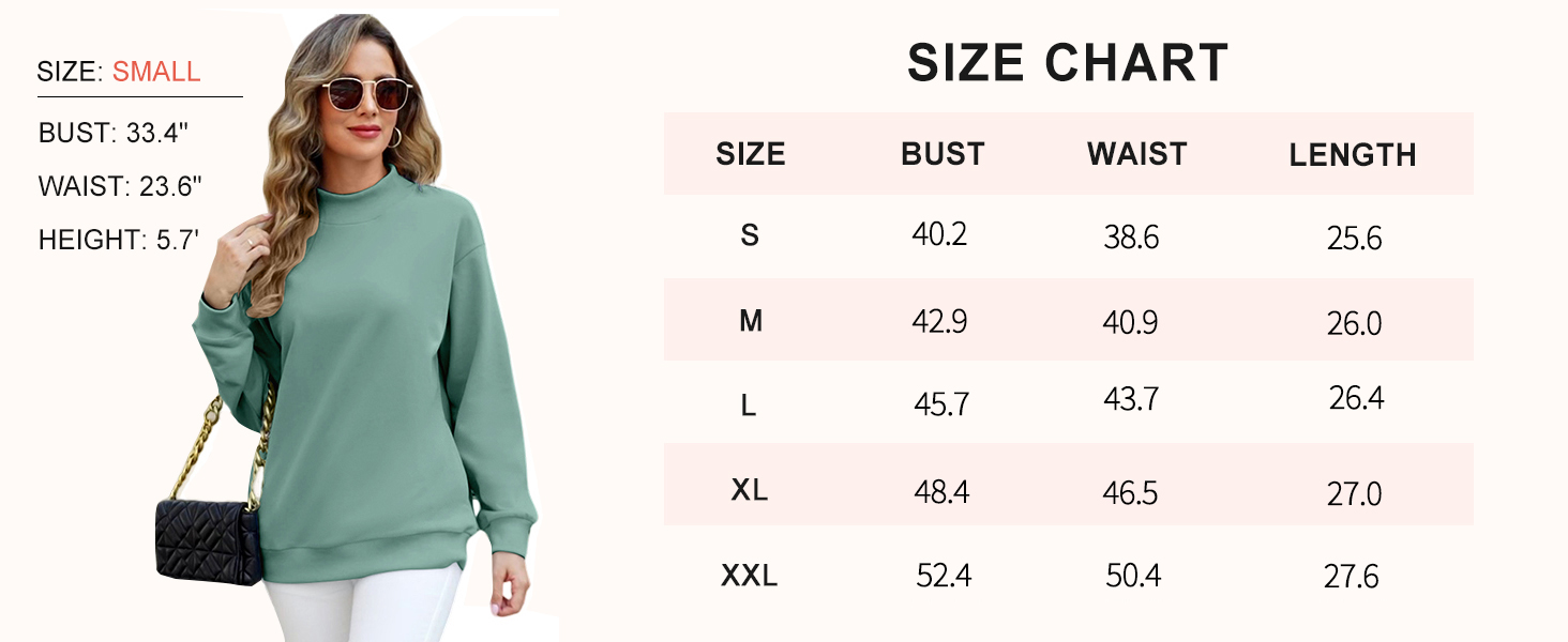 Women's Casual Long Sleeves Sweatshirt Tops Mock Turtleneck