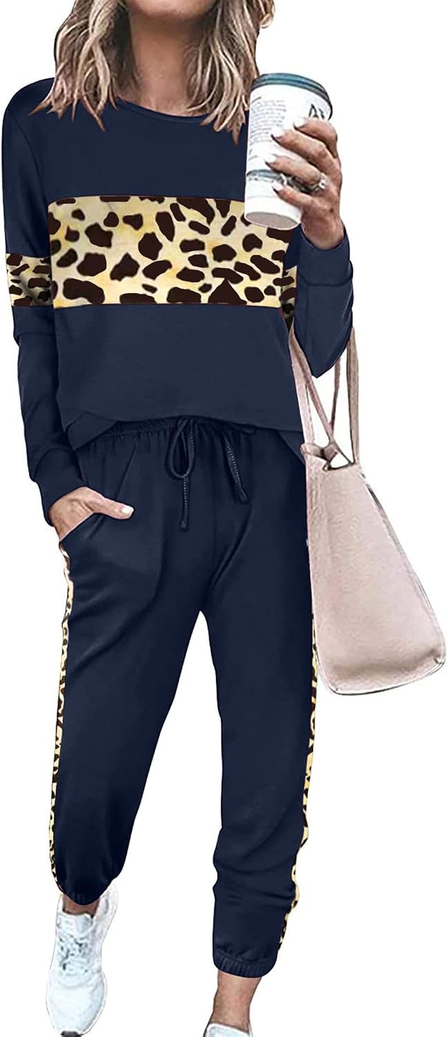 Womens 2 Piece Sets 2026 Long Sleeve Tops High Waisted Sweatpants Lounge Set Fall Fashion Travel Outfits