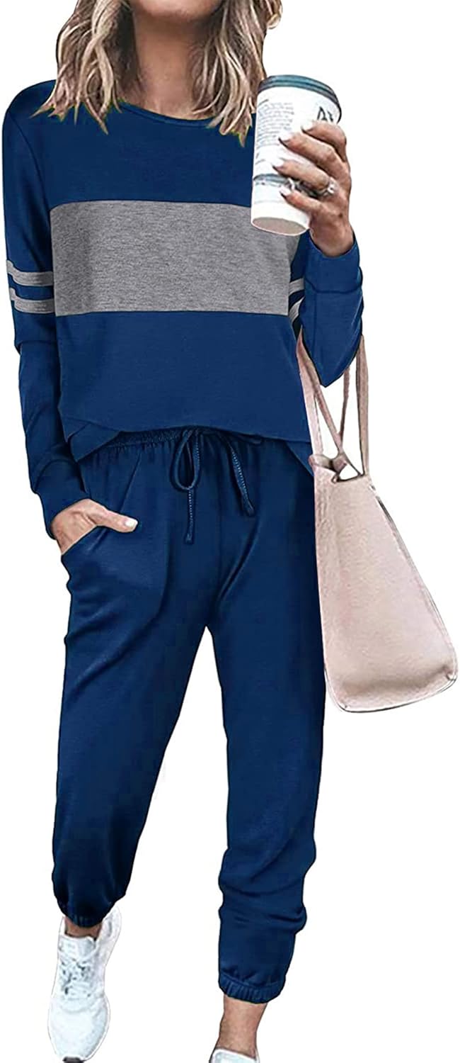 Womens 2 Piece Sets 2026 Long Sleeve Tops High Waisted Sweatpants Lounge Set Fall Fashion Travel Outfits