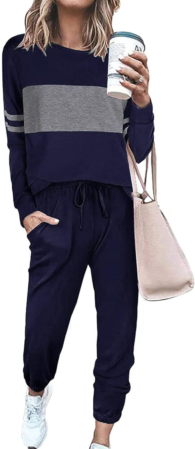 Womens 2 Piece Sets 2026 Long Sleeve Tops High Waisted Sweatpants Lounge Set Fall Fashion Travel Outfits