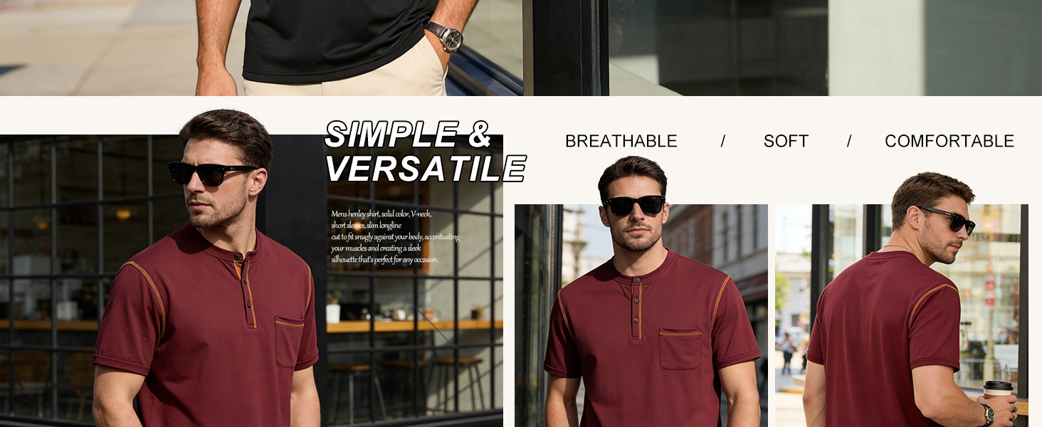 Men&amp;#39;s Henley Shirt Short Sleeve T-Shirt Casual Pullover Summer Lightweight Tee Shirts with Button