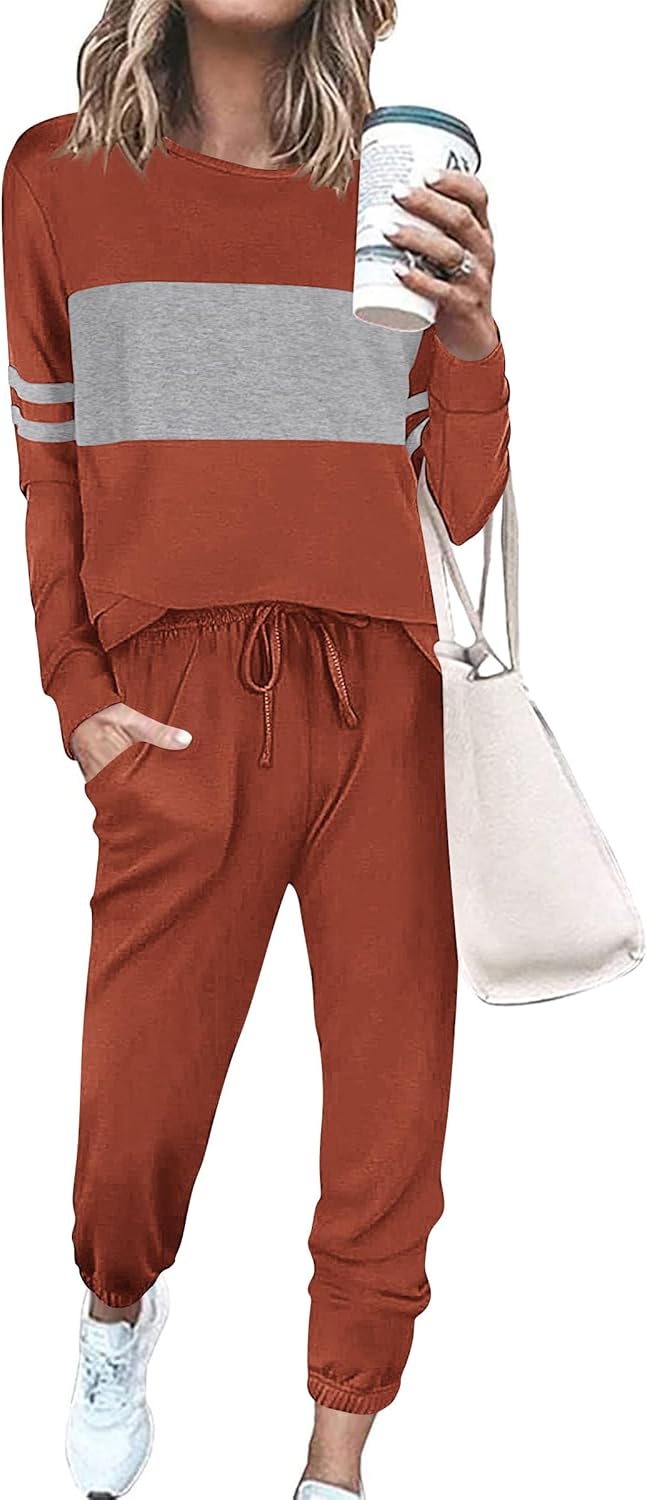 Womens 2 Piece Sets 2026 Long Sleeve Tops High Waisted Sweatpants Lounge Set Fall Fashion Travel Outfits