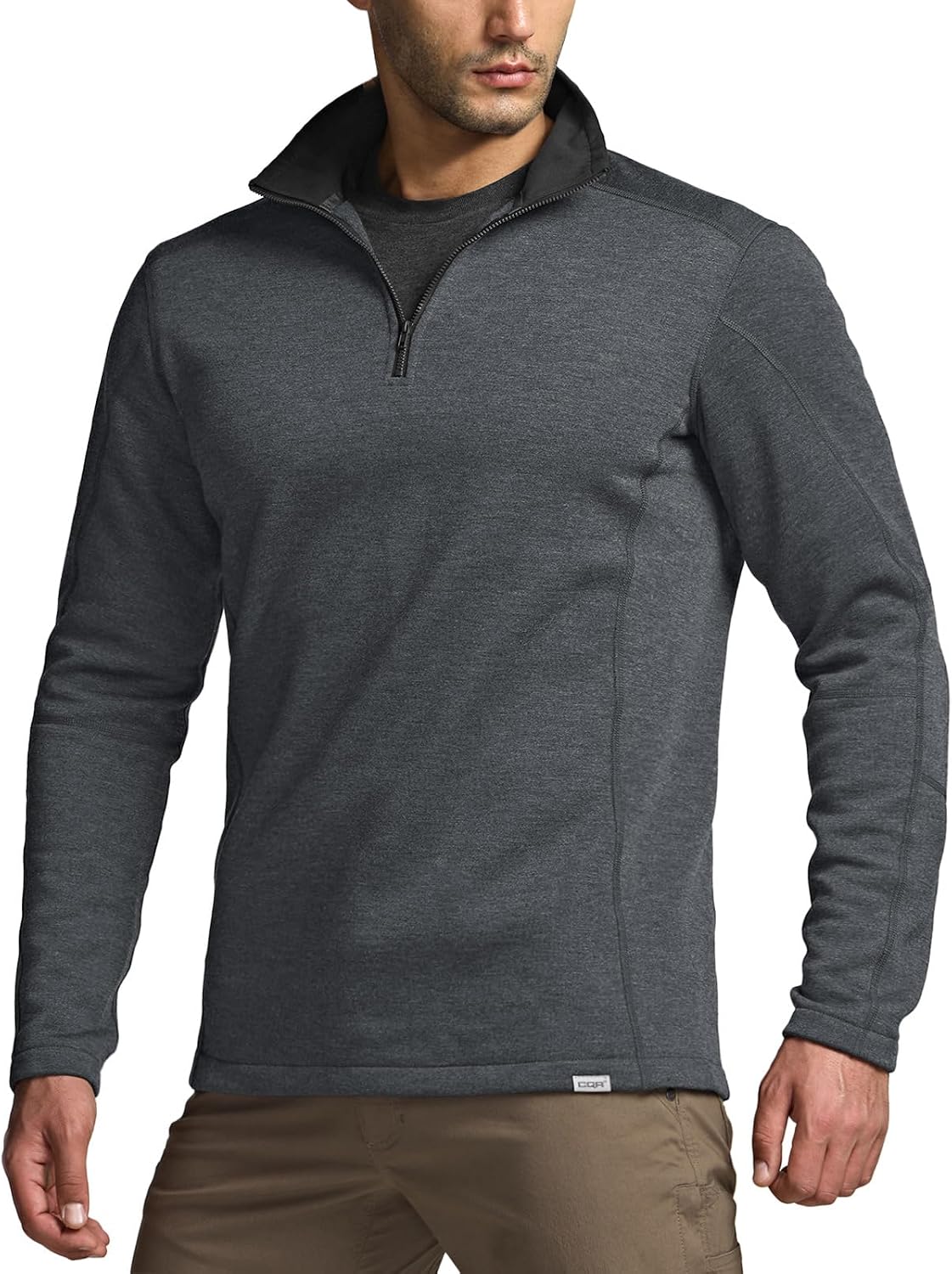 Men's Thermal Fleece Quarter Zip Sweater, Outdoor Lightweight Long Sleeve Pullover, Casual Mock Neck Polo Sweaters