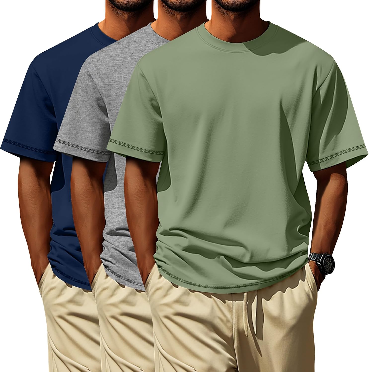 3 Pack Big and Tall Shirts for Men L-7xl, Short Sleeve Men Crewneck Tops Loose Casual Large T-Shirts Summer Basic Tee