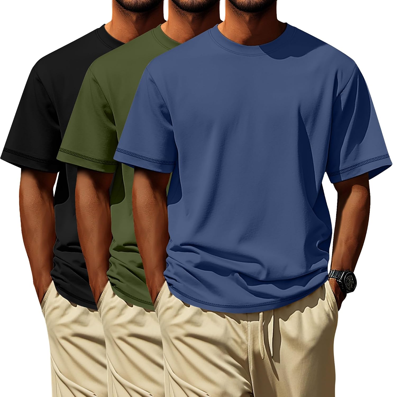 3 Pack Big and Tall Shirts for Men L-7xl, Short Sleeve Men Crewneck Tops Loose Casual Large T-Shirts Summer Basic Tee