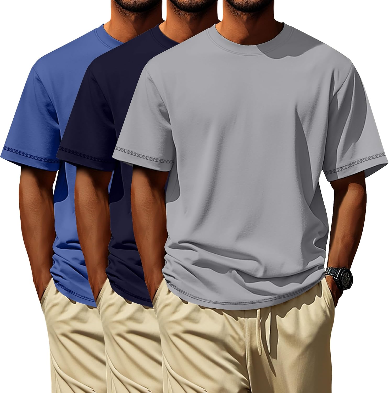 3 Pack Big and Tall Shirts for Men L-7xl, Short Sleeve Men Crewneck Tops Loose Casual Large T-Shirts Summer Basic Tee