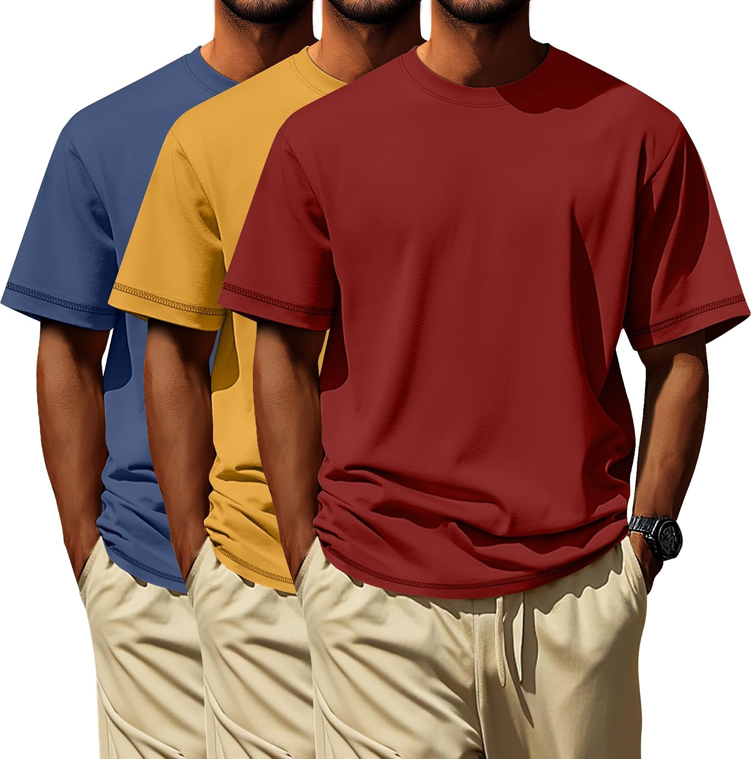 3 Pack Big and Tall Shirts for Men L-7xl, Short Sleeve Men Crewneck Tops Loose Casual Large T-Shirts Summer Basic Tee