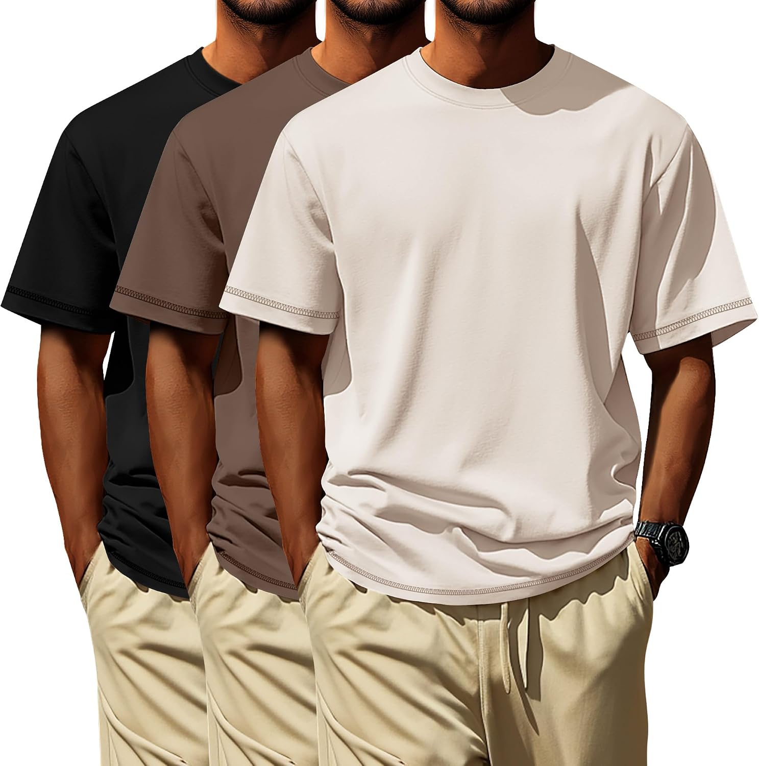 3 Pack Big and Tall Shirts for Men L-7xl, Short Sleeve Men Crewneck Tops Loose Casual Large T-Shirts Summer Basic Tee