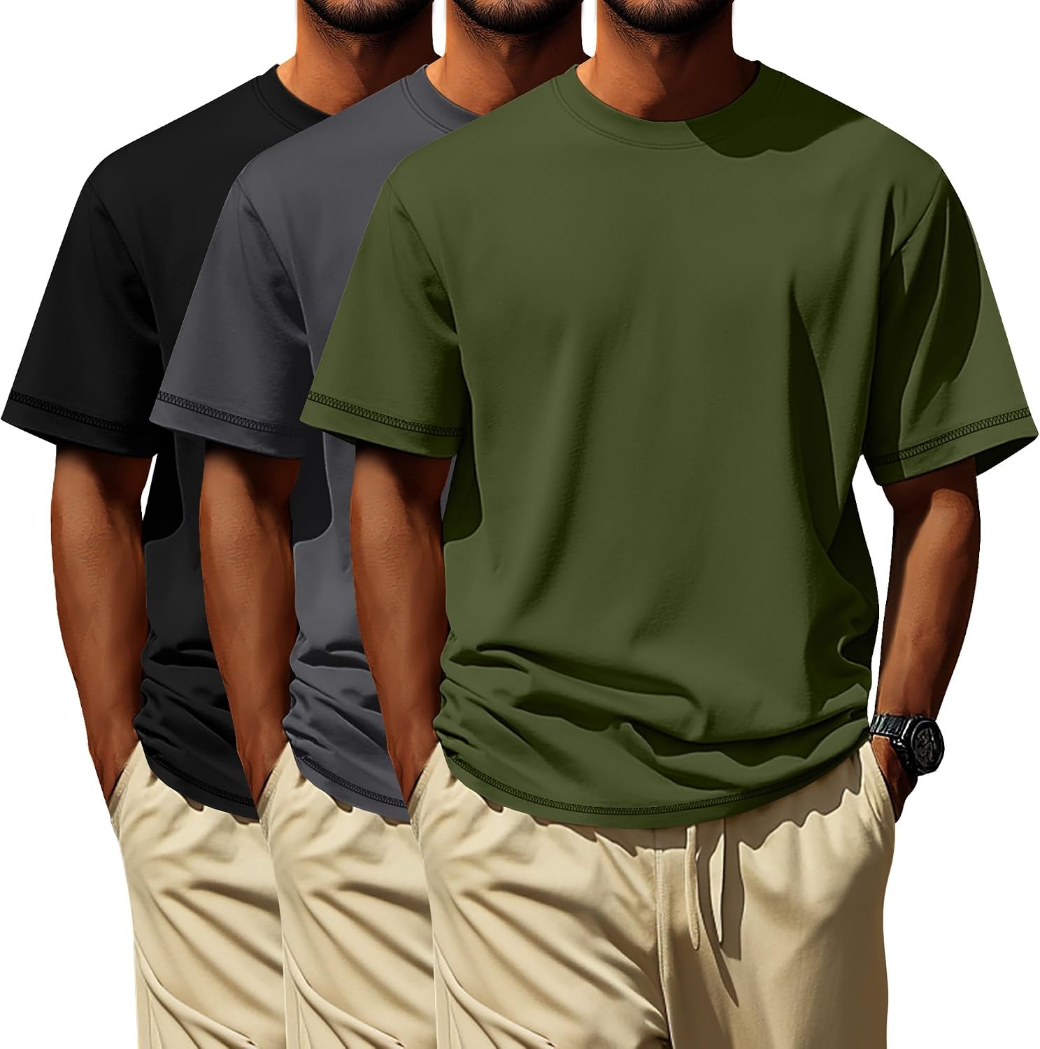 3 Pack Big and Tall Shirts for Men L-7xl, Short Sleeve Men Crewneck Tops Loose Casual Large T-Shirts Summer Basic Tee