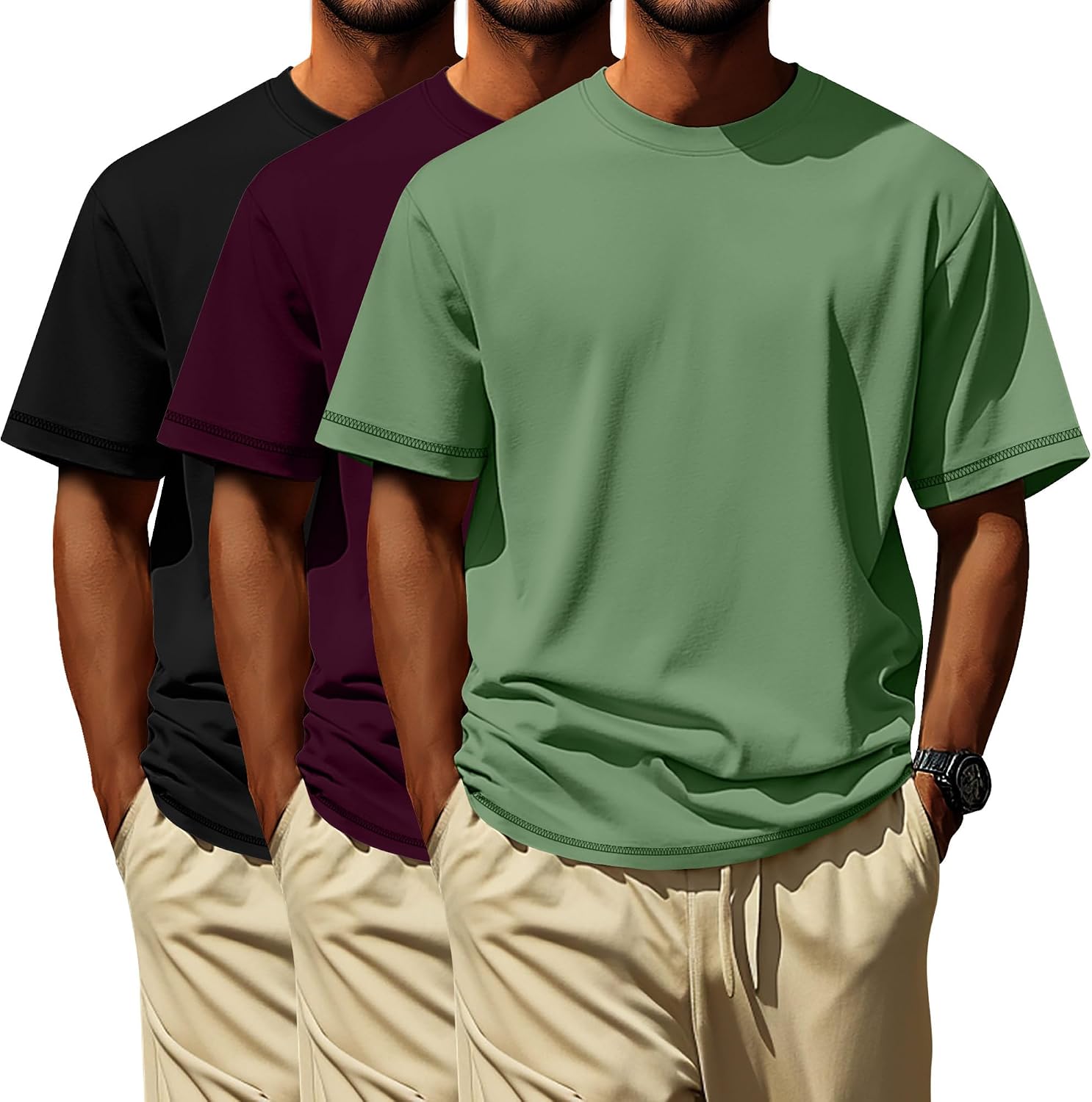 3 Pack Big and Tall Shirts for Men L-7xl, Short Sleeve Men Crewneck Tops Loose Casual Large T-Shirts Summer Basic Tee