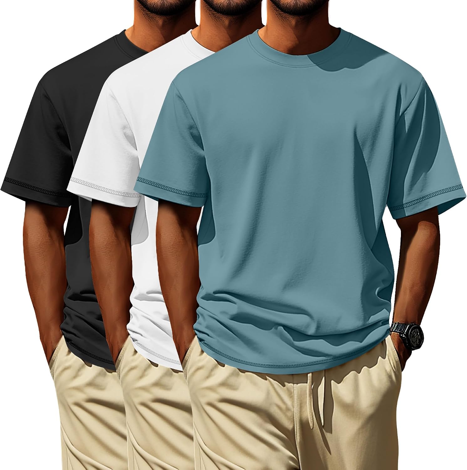 3 Pack Big and Tall Shirts for Men L-7xl, Short Sleeve Men Crewneck Tops Loose Casual Large T-Shirts Summer Basic Tee