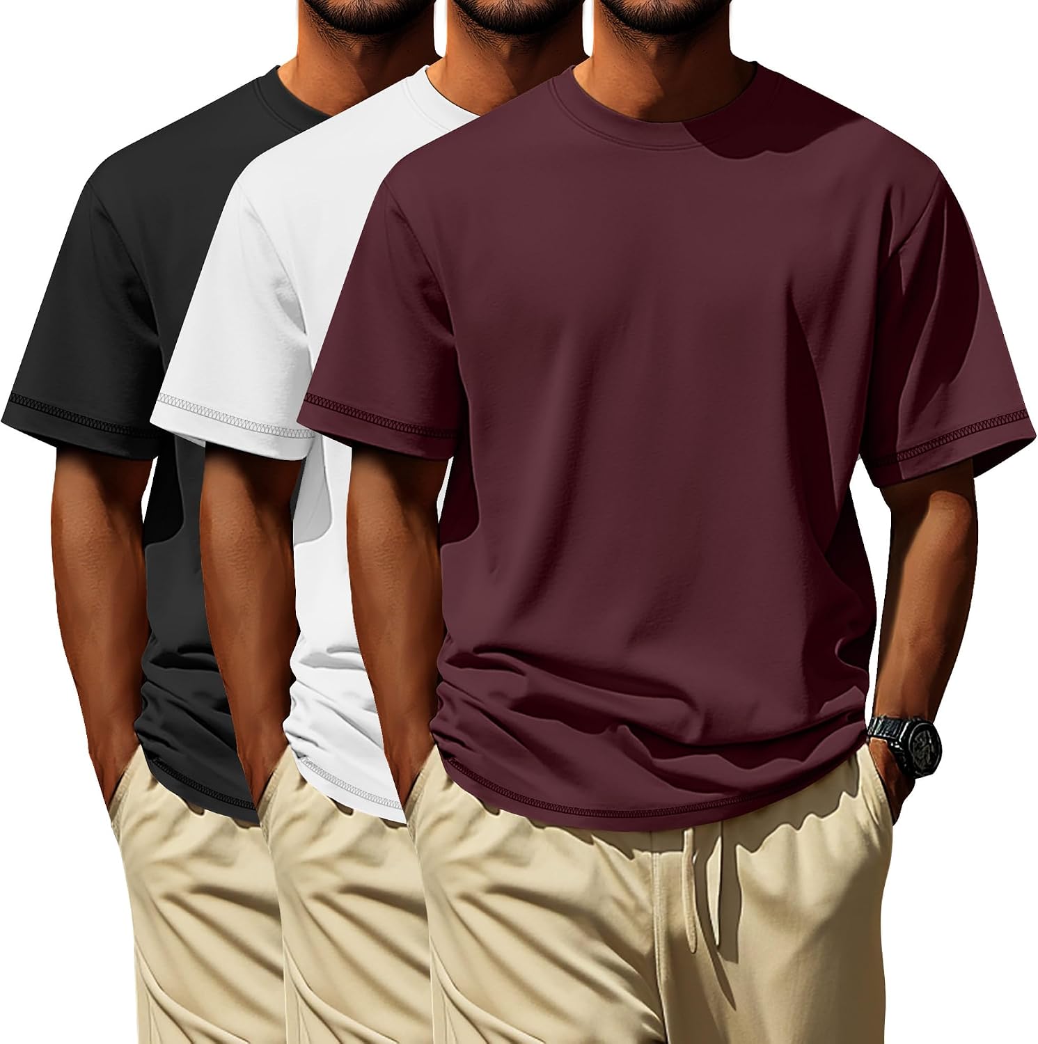 3 Pack Big and Tall Shirts for Men L-7xl, Short Sleeve Men Crewneck Tops Loose Casual Large T-Shirts Summer Basic Tee