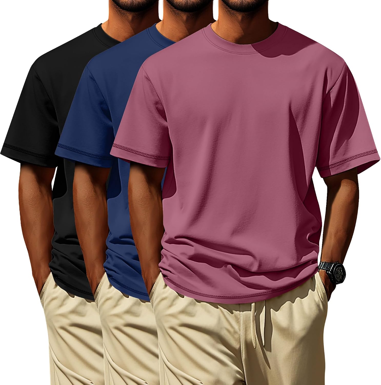 3 Pack Big and Tall Shirts for Men L-7xl, Short Sleeve Men Crewneck Tops Loose Casual Large T-Shirts Summer Basic Tee