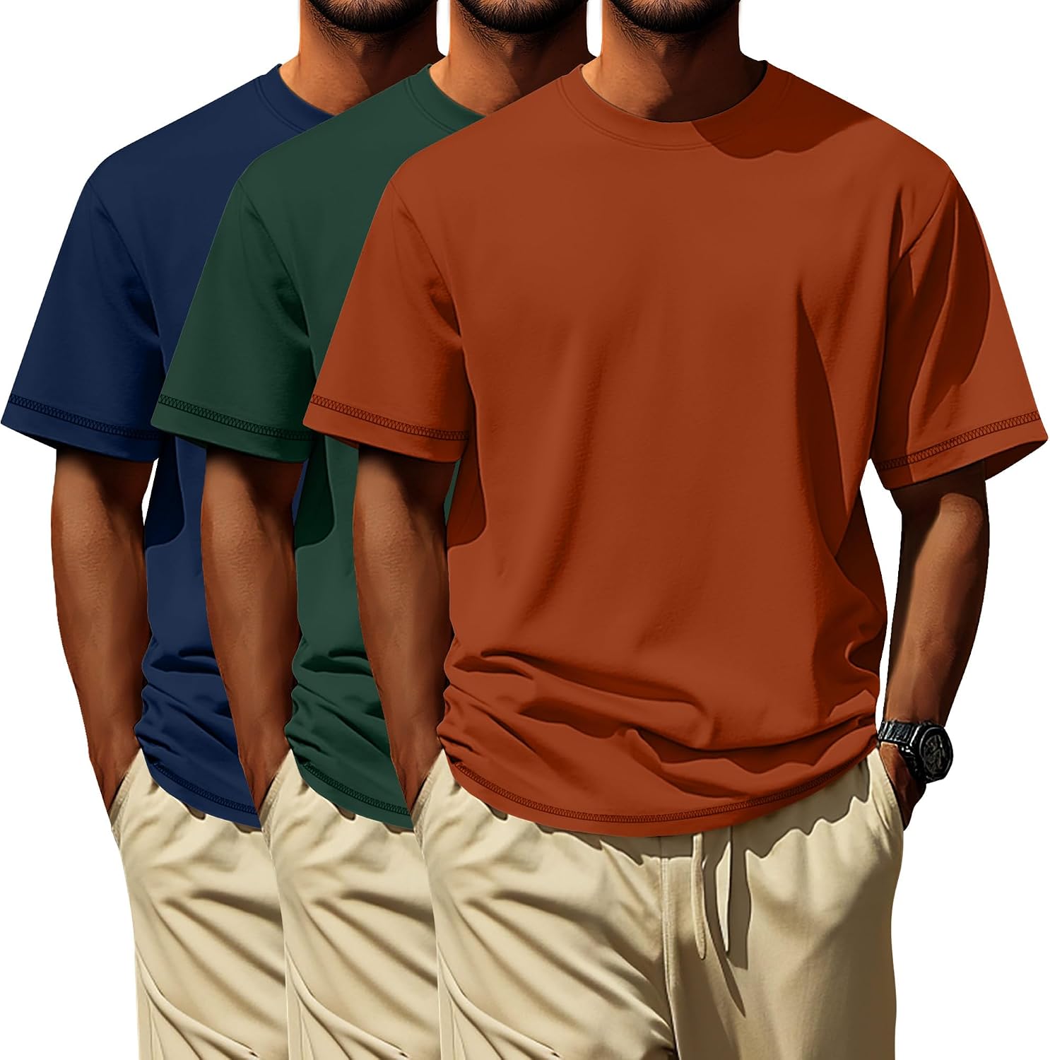 3 Pack Big and Tall Shirts for Men L-7xl, Short Sleeve Men Crewneck Tops Loose Casual Large T-Shirts Summer Basic Tee