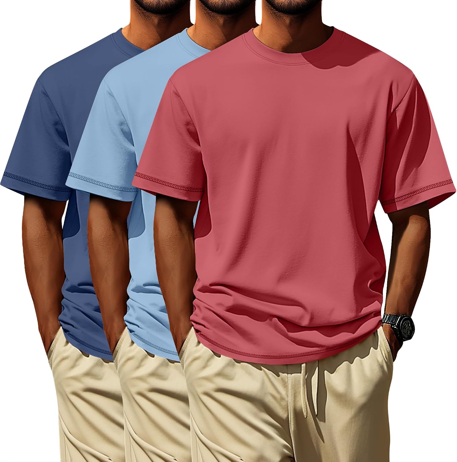 3 Pack Big and Tall Shirts for Men L-7xl, Short Sleeve Men Crewneck Tops Loose Casual Large T-Shirts Summer Basic Tee