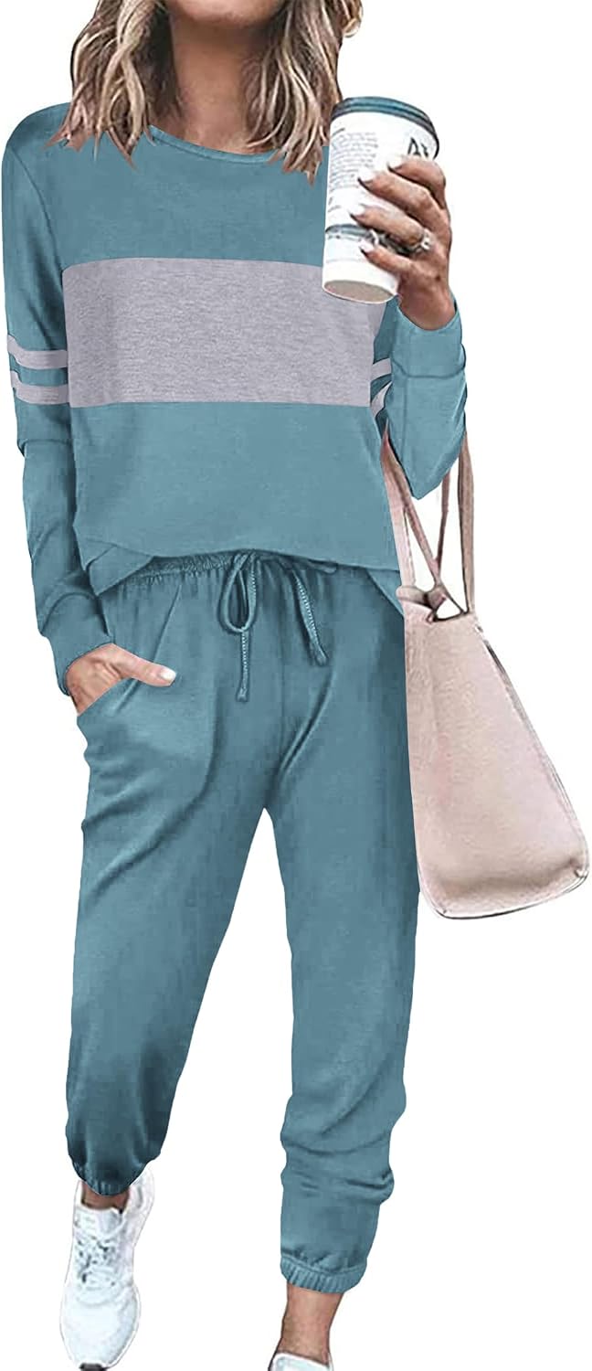 Womens 2 Piece Sets 2026 Long Sleeve Tops High Waisted Sweatpants Lounge Set Fall Fashion Travel Outfits