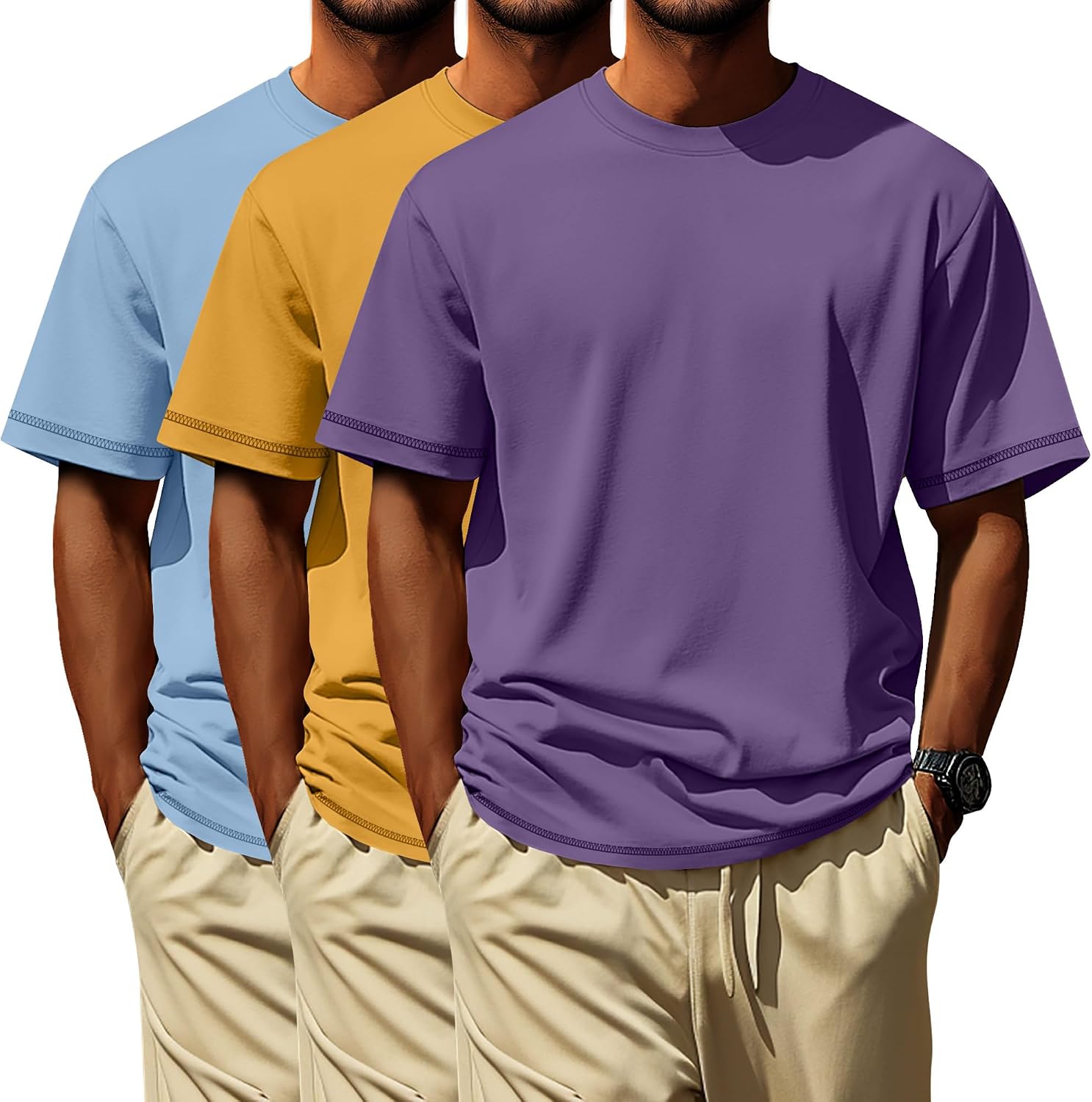 3 Pack Big and Tall Shirts for Men L-7xl, Short Sleeve Men Crewneck Tops Loose Casual Large T-Shirts Summer Basic Tee