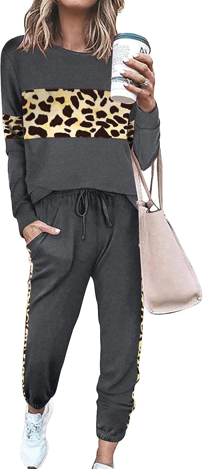 Womens 2 Piece Sets 2026 Long Sleeve Tops High Waisted Sweatpants Lounge Set Fall Fashion Travel Outfits
