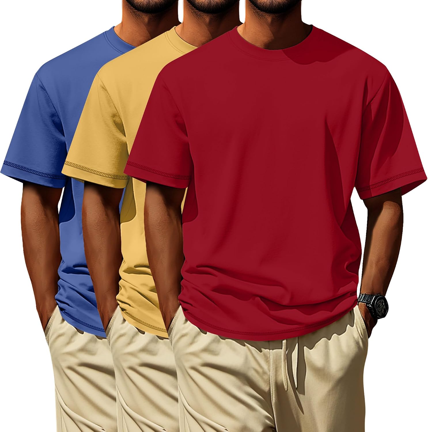 3 Pack Big and Tall Shirts for Men L-7xl, Short Sleeve Men Crewneck Tops Loose Casual Large T-Shirts Summer Basic Tee