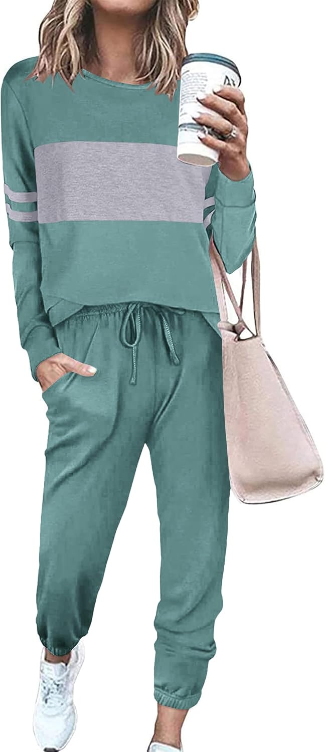Womens 2 Piece Sets 2026 Long Sleeve Tops High Waisted Sweatpants Lounge Set Fall Fashion Travel Outfits