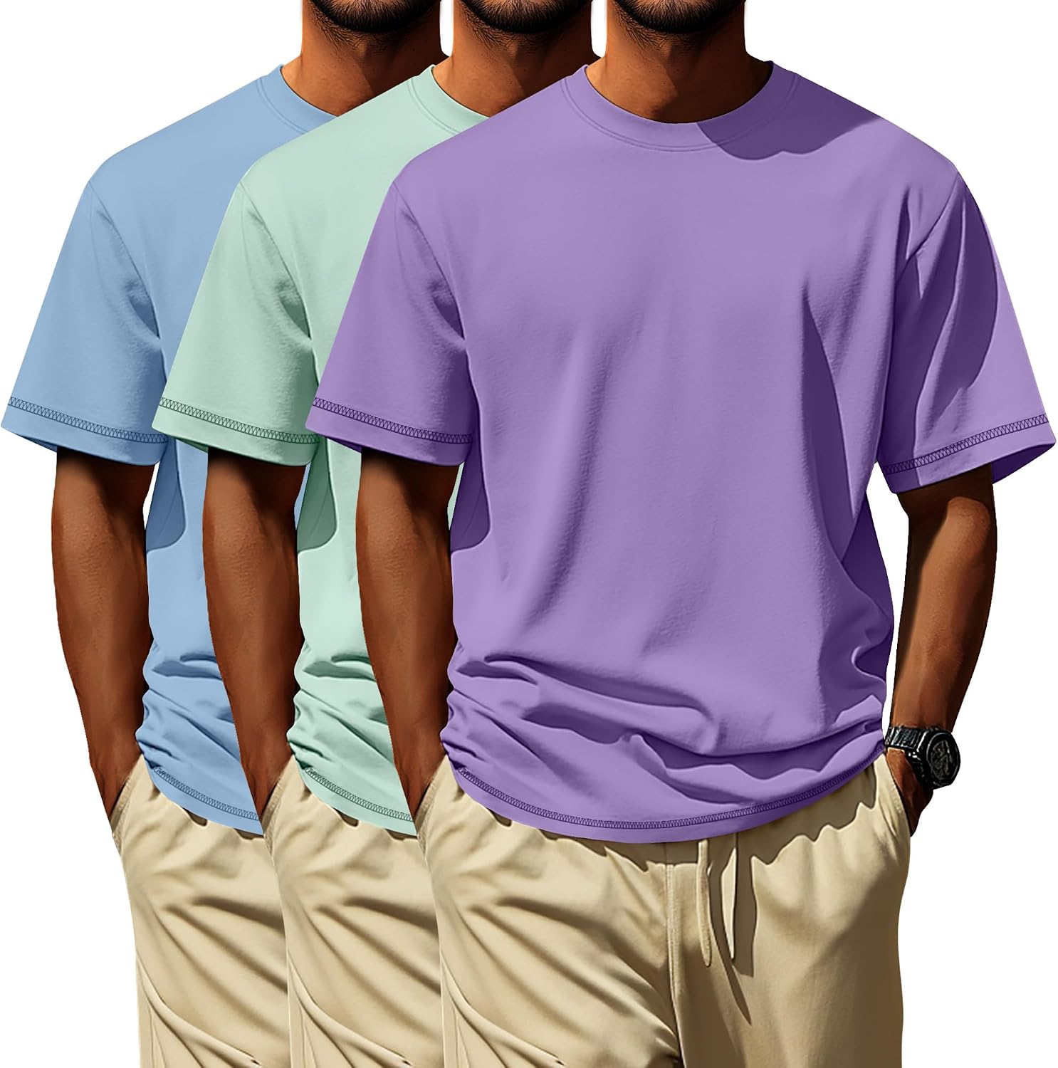 3 Pack Big and Tall Shirts for Men L-7xl, Short Sleeve Men Crewneck Tops Loose Casual Large T-Shirts Summer Basic Tee
