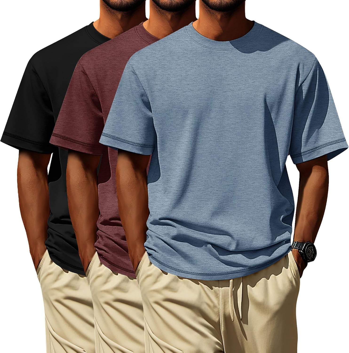 3 Pack Big and Tall Shirts for Men L-7xl, Short Sleeve Men Crewneck Tops Loose Casual Large T-Shirts Summer Basic Tee