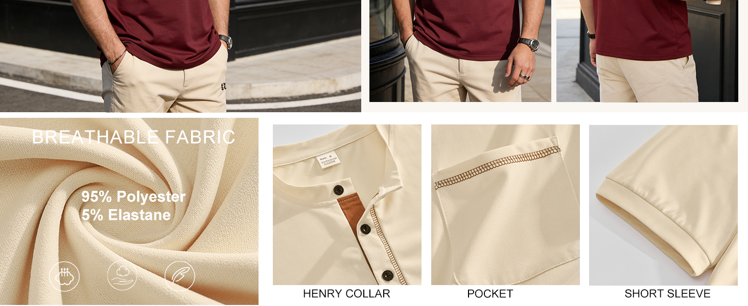 Men&amp;#39;s Henley Shirt Short Sleeve T-Shirt Casual Pullover Summer Lightweight Tee Shirts with Button