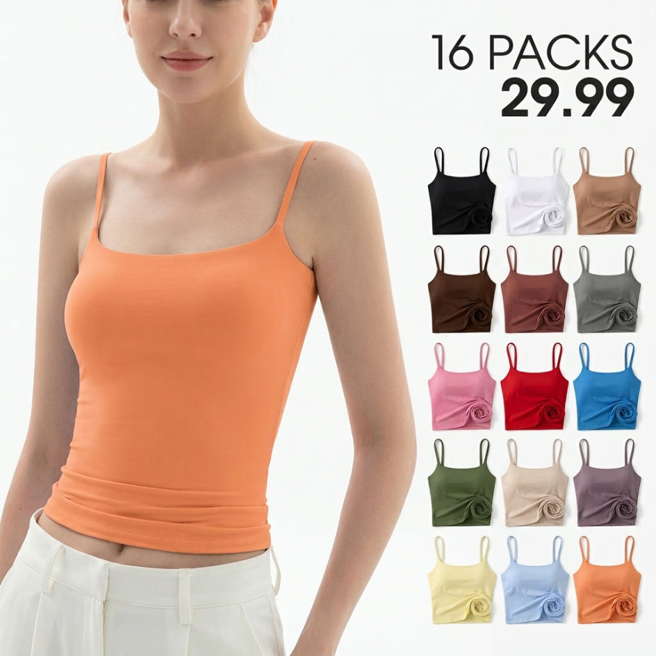 PUMIEY Women's Square Neck Tank Top - Adjustable Straps