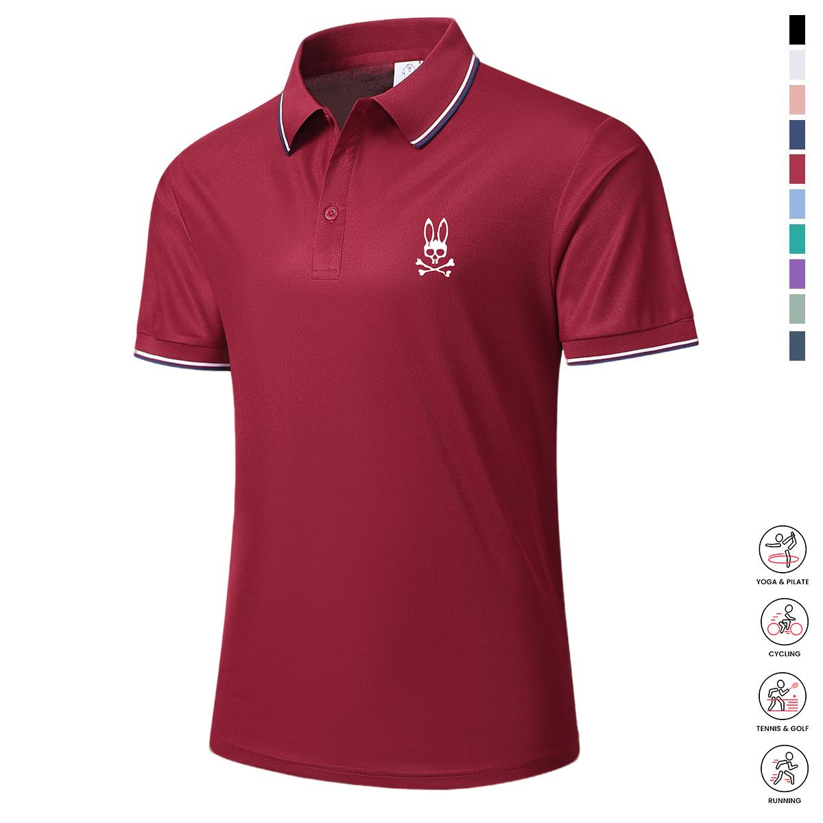 Men&rsquo;s casual short-sleeve polo shirt set, 4 pieces, mixed colors; printed polo shirts, breathable and cool, suitable for all seasons&mdash;an ideal choice for holiday gifts.,summerwins,father'sdaygifts Activewear Shortsleeve