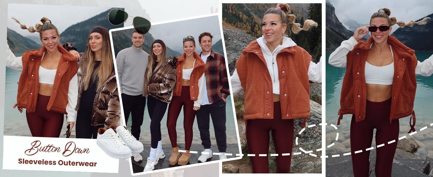 Tanming Women's Basic Fleece Vest Casual Sleeveless Button Down Sherpa Jacket Outerwear with Pockets