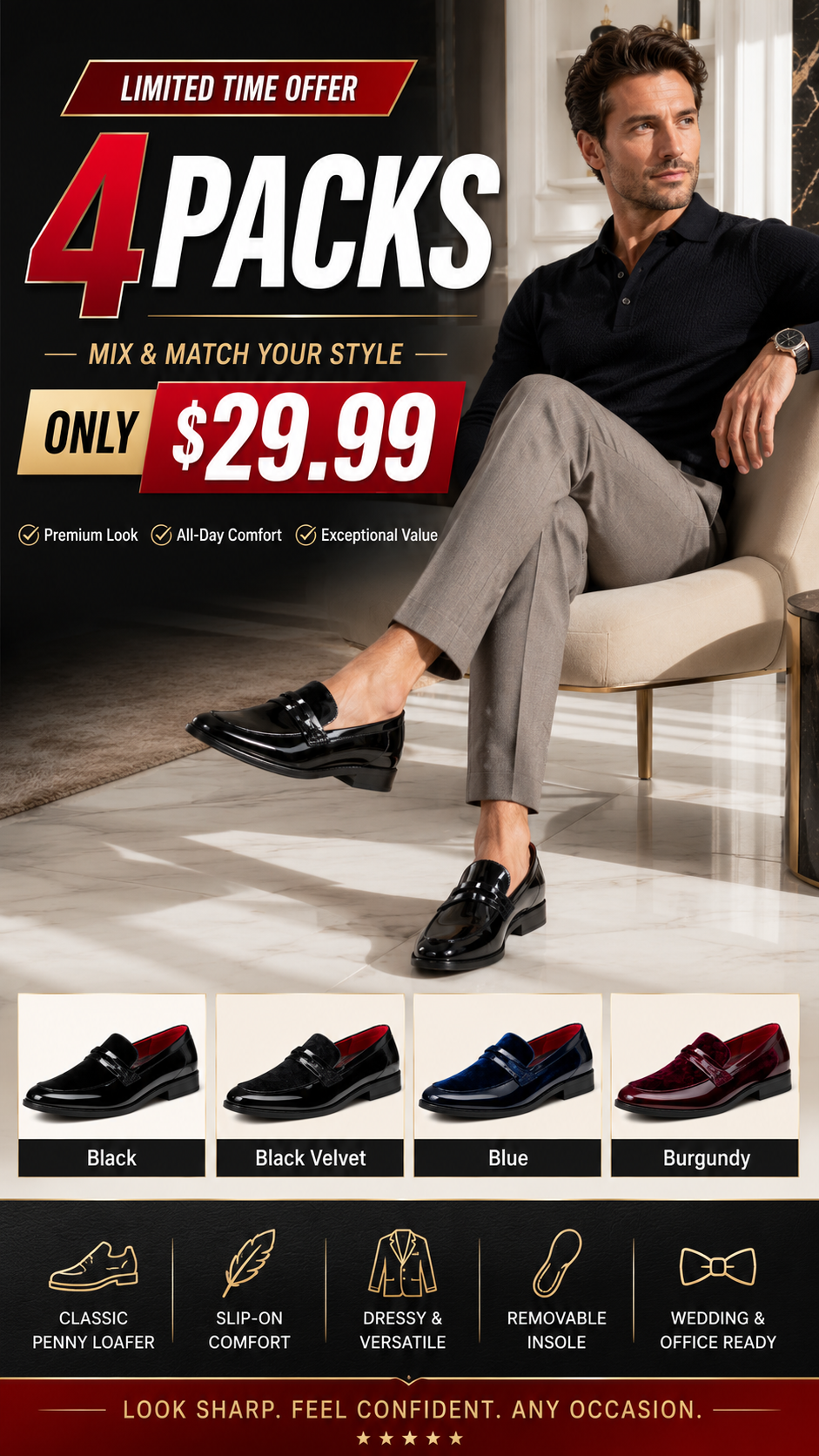 Bruno Marc Formal Men's Patent Loafers - Elegant Tuxedo Shoes