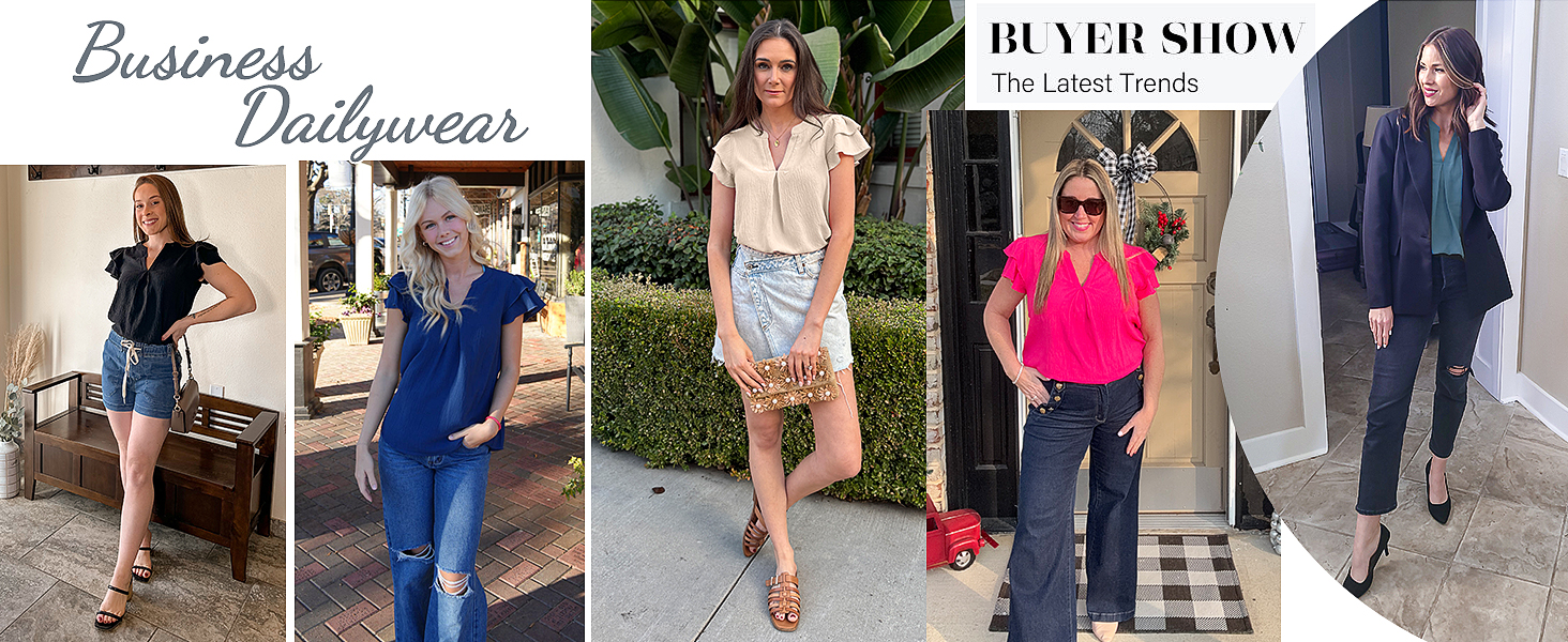 business casual tops for women v neck short sleeve