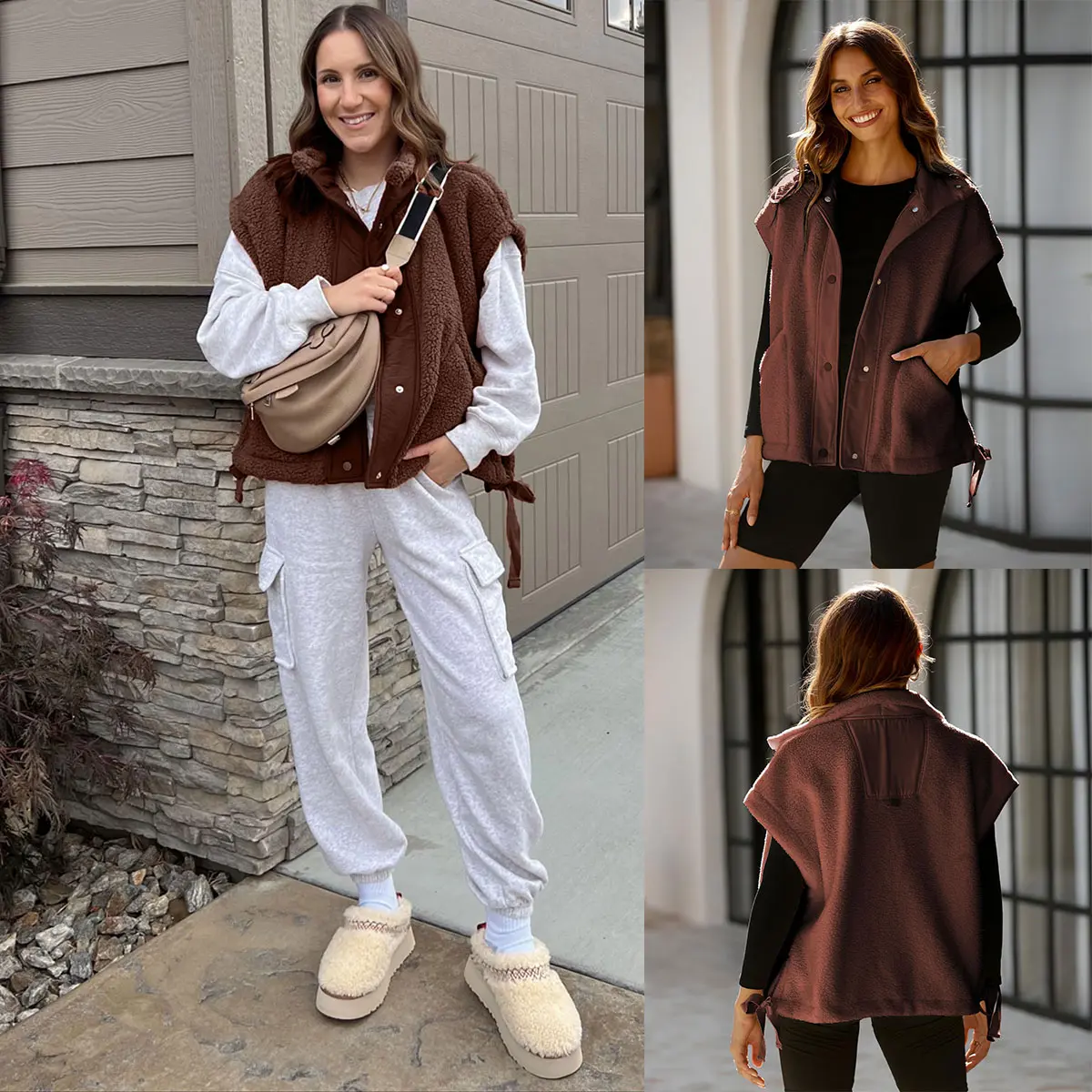 Tanming Women's Fleece Vest - Cozy Button Down Jacket