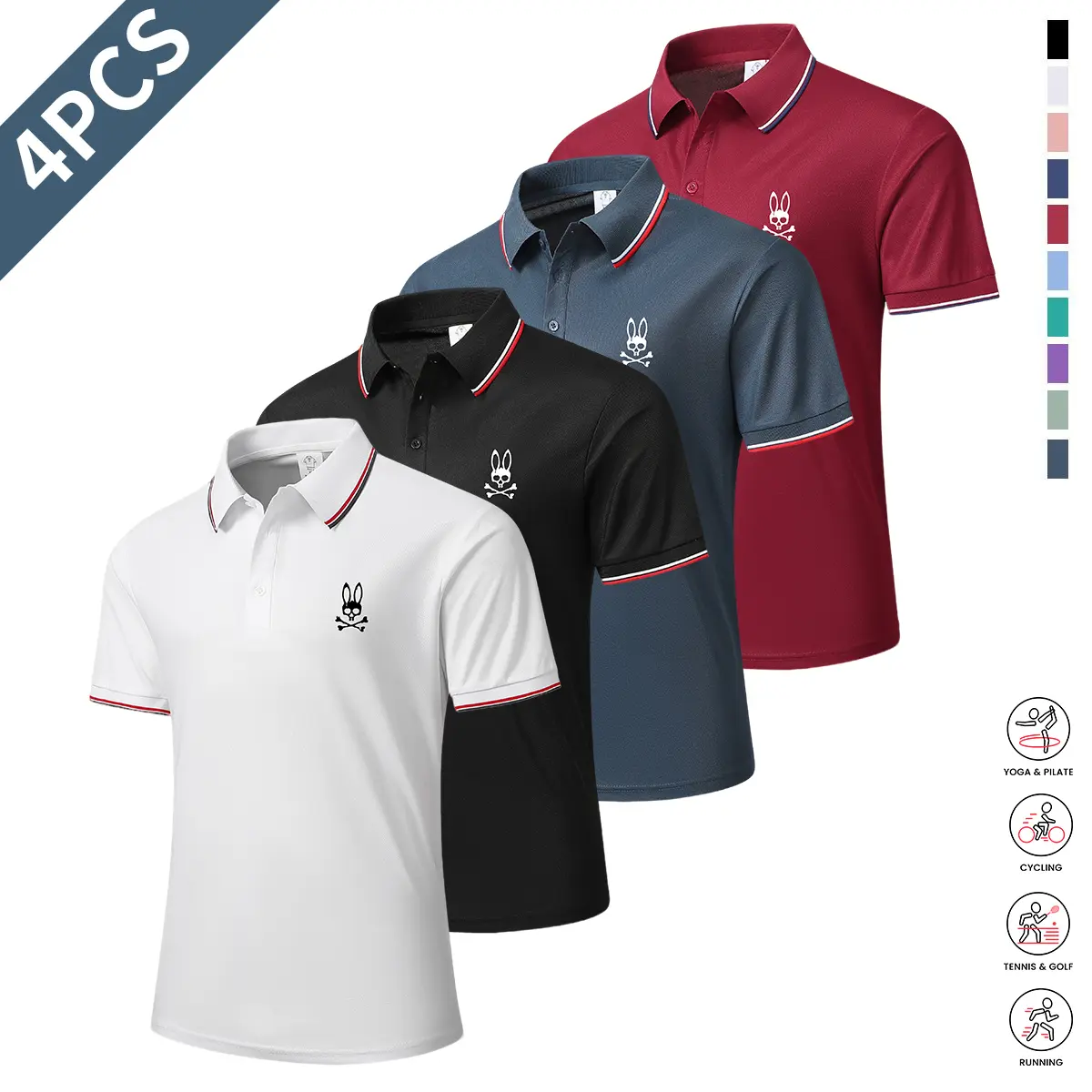🔥Flash sale🔥 Men’s 4-Piece Colorful Polo Shirt Set for All Seasons