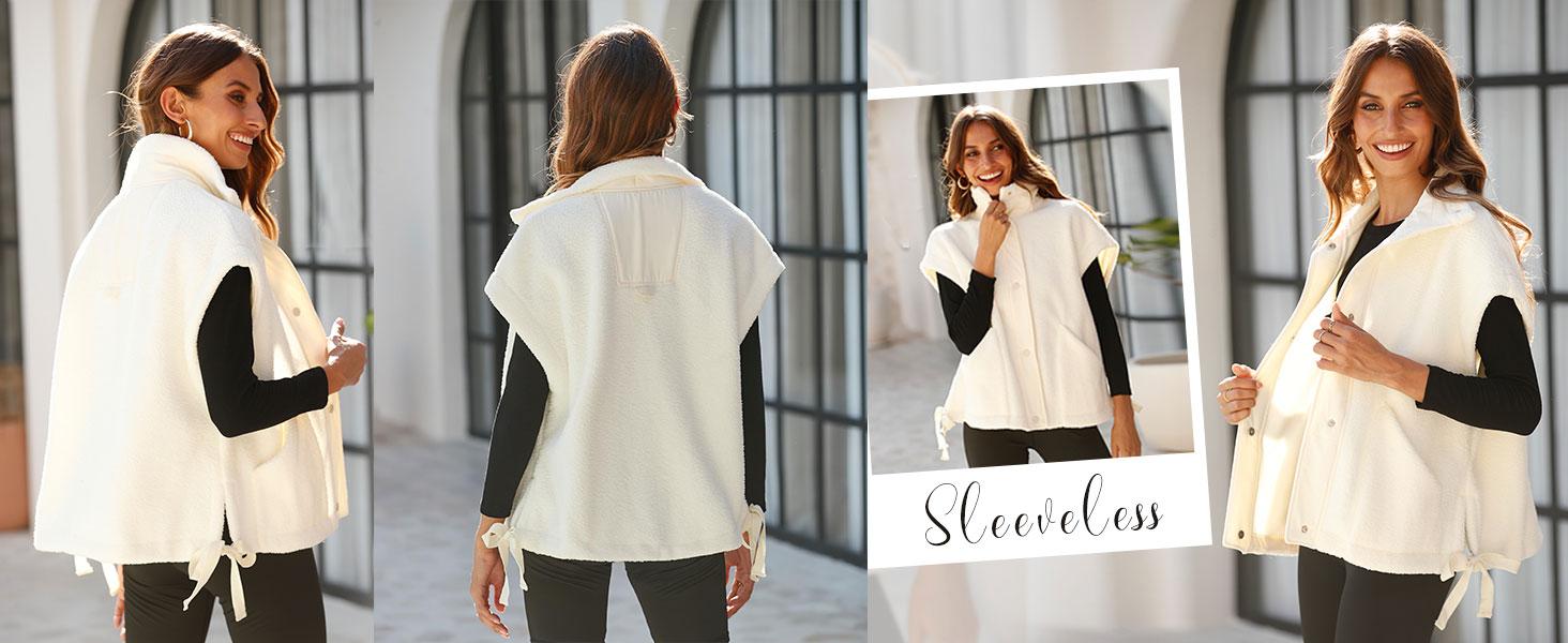 Tanming Women's Basic Fleece Vest Casual Sleeveless Button Down Sherpa Jacket Outerwear with Pockets