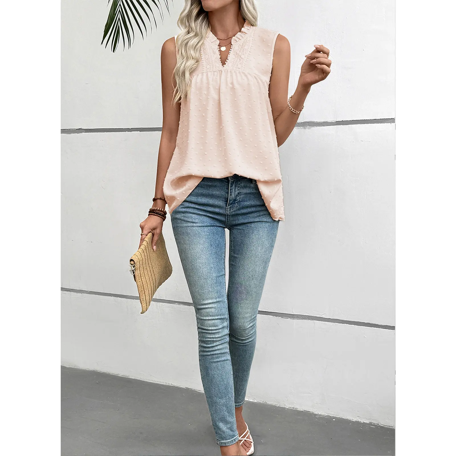 Women's Sleeveless V-Neck Tank Top – Casual & Elegant