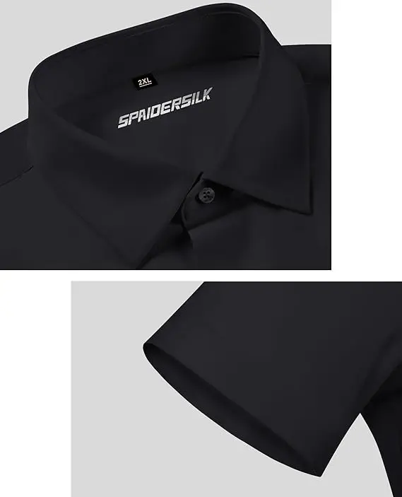 Men's Stretch Dress Shirts Short Sleeve Slim Fit Business Casual Button Down Shirts Muscle Fit Men's Dress Shirts Shortsleeve Menswear gifts for dad Top Plain