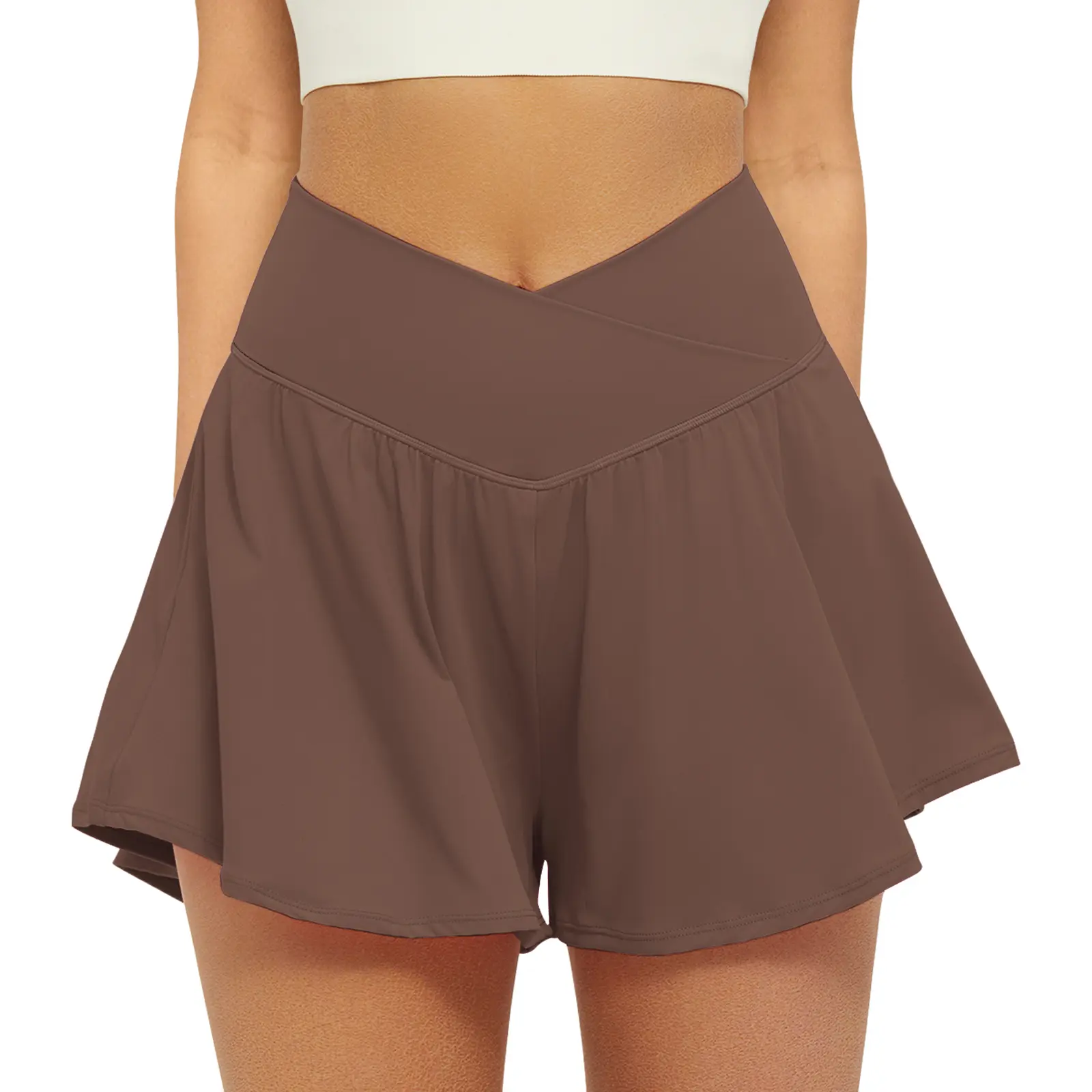 Women's 2 in 1 Crossover Athletic Shorts with Pockets